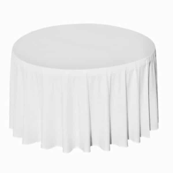 Nappe ronde en polyester blanc
