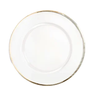 assiette avec un filet dorée en bordure - vue de haut