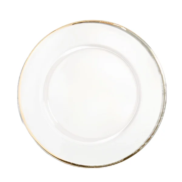 assiette avec un filet dorée en bordure - vue de haut