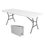 Table rectangulaire pliante Blanche vue de côté