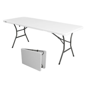 Table rectangulaire pliante Blanche vue de côté