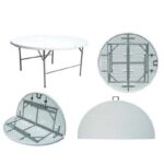 Table ronde plateau pliante blanche