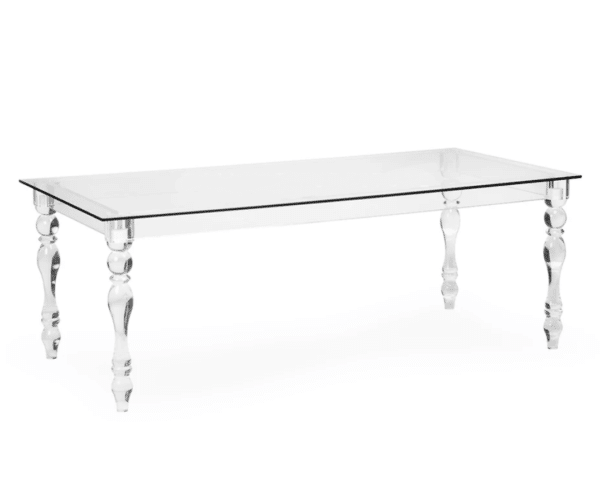 Table Transparente Plexi vue de côté