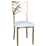 Chaise Tiffany Gold avec galette Blanche vue de face