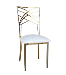 Chaise Tiffany Gold avec galette Blanche vue de face