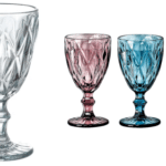lot de verres iris blanc vert rose et bleu