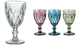 lot de verres iris blanc vert rose et bleu