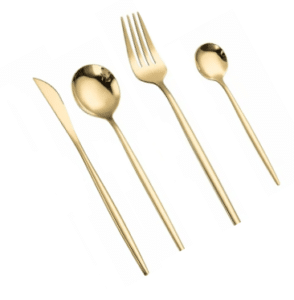 Set couvert fin or vue de haut