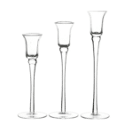3 photophores sur pied pour bougies transparent vue de face