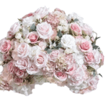 boule de fleurs rose et blanche vue de face