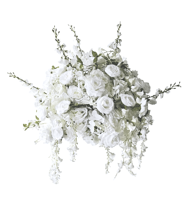 Boule de fleurs ines blanc vue de face
