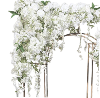 composition florale d'angle ines blanc vue de face