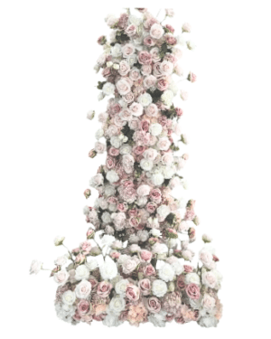 cascade floral rose et blanc vue de face