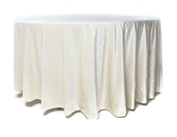 Nappe ronde velours blanche vue de face