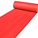 Tapis de cérémonie rouge vue de haut déroulé