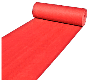 Tapis de cérémonie rouge vue de haut déroulé