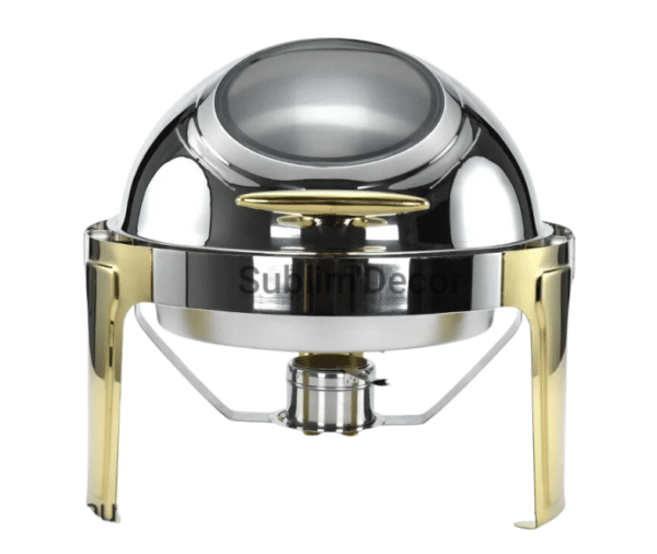 Chauffe plat (chafing dish) traiteur - Rond - Argenté