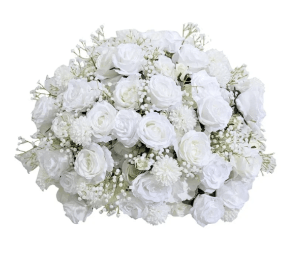 Boule de fleurs Gypso Blanche vue de face