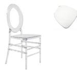 Chaise Isabelle Transparente avec galette Blanche vue de face