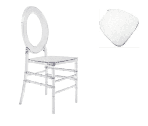Chaise Isabelle Transparente avec galette Blanche vue de face