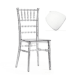 Chaise Tiffany Transparente avec galette Blanche vue de face